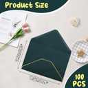 szkoo 100 Pack 5x7 Envelopes, Dark Green A7 Card Christmas Envelopes V Flap Envelope Gold Borders for Invitations, Weddings, Parties & Greeting Cards