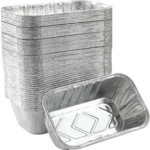 Waytiffer (50 Pack) 1Lb mini Loaf Pans Heavy Duty Disposable Aluminum Foil Bread Tins Standard Size 6" X 3.5" X 2.5" Oven Safe Sturdy Small Bread Tin Pans 1 Pound Loaf Pans