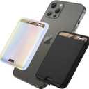 Magnetic Wallet Compatible with MagSafe for iPhone 17 16 15 14 13 12 Pro Max Air Plus Model, Mag 3 Safe Card Holder Stick on Accessories for Apple Cell Phone & Case, Black&&Sparkly Rainbow Pink