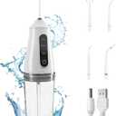 Portable Water Dental Flosser with 4 Jet Tip, 3 Mode Cordless Rechargeable Teeth Cleaner, Powerful Waterproof Dental Floss for Home Travel