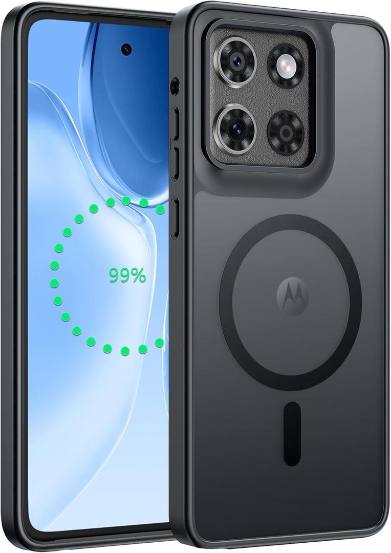 FNTCASE for Motorola Moto G-Stylus-5G-2025 Case: Magnetic Translucent Matte Shockproof Slim Cell Phone Cover - Military Grade Drop Proof Hard Back Anti-Fingerprint Protective Case (6.7 inch/Black)