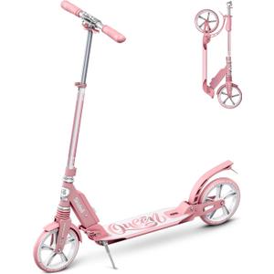 Skidee Adult & Teen Scooter Adjustable Height, Folding, Large Wheels, Lightweight, Durable, Anti-Shock Suspension, Up to 220 lbs (Queen)