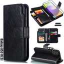 for Galaxy A53(5G) 6.5 Inch Wallet Case [3+ Card Slots] ID Business Card Credit Card Slot Carry Pouch with Stand Double Sided Multi-Card Slot Flip Folding PU Wallet Leather Case (Black)