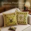 Floral Throw Pillow Covers, Olive Green Pillow Covers Euro Shams Decorative Accent Pillow 18x18 for Bed Couch Grandmillennial Home Decor, Green Daisy
