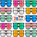 Neon Party Sunglasses,28 Pack 7 Colors Bulk Sunglasses for Adults and Teens,80s Retro Style Party Favors for Summer Pool,Beach,Birthday,Graduation,Outdoor Party Supplies,Goody Bag Favors