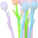 KRIZJUES 24 Pieces Color Changing Flower Pens, Gel Flower Pens Rose Creative Gel Ink Rollerball Pen Cute Ballpoint Pens Suitable for Home School Office, Kids Teachers Present Black 0.5mm (Purple Green Blue Pink)