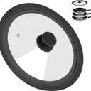 Universal Lid for Pots Pans and Skillets, Pan Cover Fit 9", 9.5",10" Diameter Cookware, Silicone Replacement Lids with Tempered Glass for Frying Pans, Cast Iron