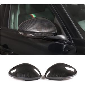 Door Side Mirror Cover Trim Caps Compatible with Alfa Romeo Giulia 2017-2024 Sideview Side Mirror Covers Decoration Accessories (Giulia-Carbon fiber pattern)