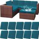 HEBE Outdoor Patio Cushion Covers Set of 10 Waterproof Stretch Seat Cushion Cover for Patio Furniture Clearance Outdoor Sofa Cushion Cover Replacement Couch Slipcovers Chair Seat Cover (Dark Blue)