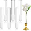 6 Pack 5.9" Glass Bud Vase Taper Candle Holder's Bud Vase for Flower Candlestick Sizes from 22mm to 27mm Adjustable Designed Specially for Taper Candle Holder for Tablescapes, Wedding Decor