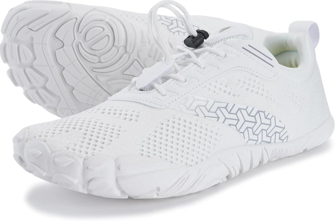 Joomra Women's Trail Running Barefoot Shoes | Wide Toe Box Minimalist Sneakers | Zero Drop (White) Size 39