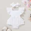 YOUNGER TREE Toddler Baby Girl Ruffled Sleeveless Romper Casual Summer Jumpsuit Cotton Linen Clothes (White) 3-6 months