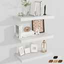 Fun Memories 24 x 12 Inch Deep Floating Shelves, 12 Inch Deep Rustic Wooden Book Shelf, Extra Deeper & Thicker Hanging Shelves for Living Room, Bathroom, Bedroom, Kitchen, Office, Set of 3 (White)