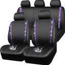 CAR PASS Bling Diamond Car Seat Covers Full Set,Shining Rhinestone Waterproof Faux Leather,Rear with Zipper,Universal Fit Automotive Glitter Crystal Sparkle Strips for Women,Violet Purple Rhinestone
