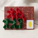 Carole Velvet Hair Bow Clips Set – 6 Pack Red & Green Christmas Bows, Mini Velvet Ribbon Hair Accessories for Women, Girls, and Holiday Outfits