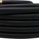Guitrees 75FT ×1 inch Heavy Duty Rubber Garden Hose - 200psi Working, 1000psi Burst - Hot/Cold Water - Five-Layered Braiding for Durability - Versatile for Gardening, Agriculture, Construction(Black)