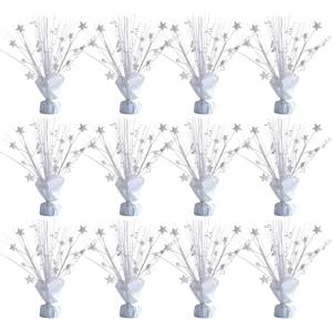 12 Pack White Foil Spray Centerpieces Stars Brust Table Centerpieces for Wedding Birthday Anniversary Holiday Party Decor, White Star Balloon Wights for Party, Table Decor for Party