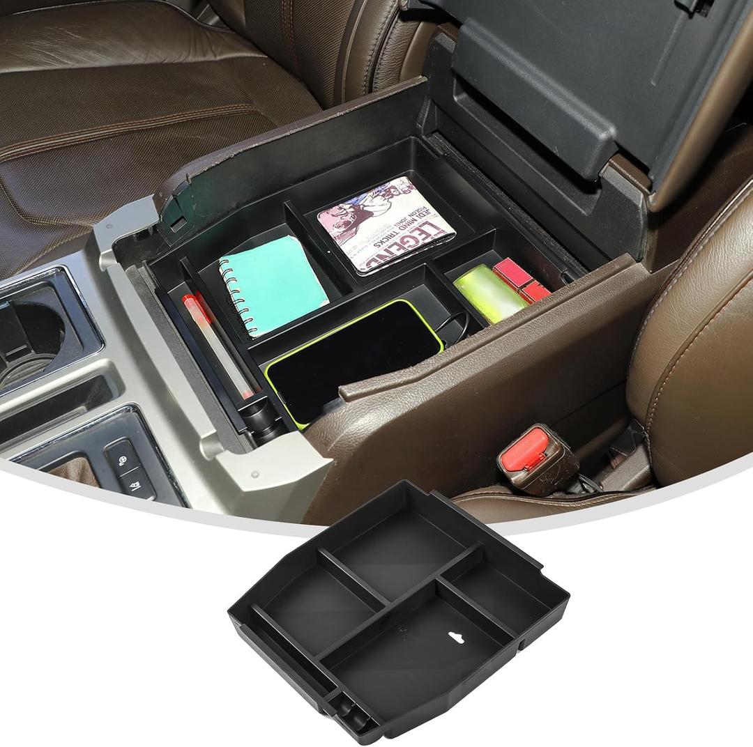 Linskip Center Console Organizer Tray Compatible with 2015-2020 F150 & 2017-2021 F250 F350 F450 Bucket Seats & 2018-2024 Ford Expedition, Interior Accessories (Bucket Seat - No Anti-Slip Pad)