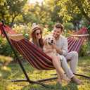 EveryFun Double Hammock with Heavy-Duty Steel Stand,Portable,Easy Assembly,600lbs Weight Capacity,Perfect for Indoor,Yard,Camping,or Outdoor-Rainbow