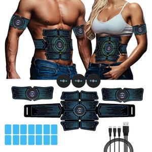 Ab Stimulator, Ab Machine, Tactical x Abs Stimulator, Abdominal Belt Fitness Portable Ab Stimulator, All-in-one MHD TENS Portable Fitness Workout Equipment for Men and Women, black