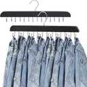 Jean Hangers for Closet, 14 Wood Jeans Hooks Space Saving, 180 Rotating Jean Hangers for Skirts/Shorts/Belts/Ties, Closet Organizers and Storage, Pants Hooks for Jeans, 2 Pack, Black