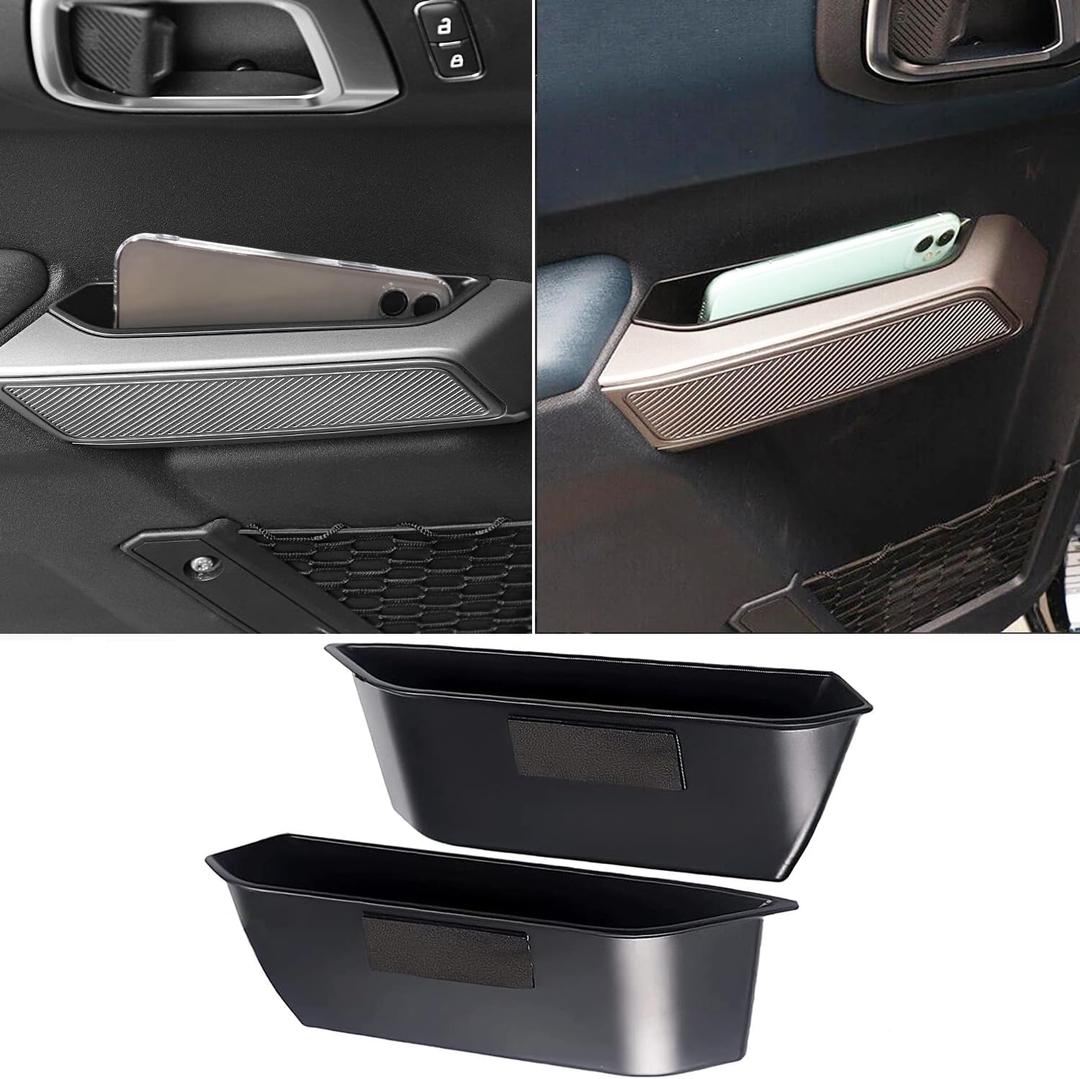 Front Door Side Organizer Tray Grab Handle Storage Box Handle Pocket Armrest Phone Container Compatible with Ford Bronco 2021 2022 2023 2024 Organizer Accessories (Not for Bronco Sport) (Matte)