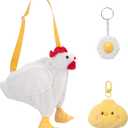 Chicken Purse - Cute Purse for Women - Chicken Plush Bag Kids Crossbody Bag - 2 Cute Keychains