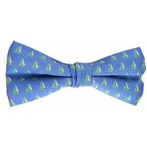 Men's Sailboat Pattern Novelty Pre-Tied Adjustable Banded Novelty Bow Tie - Blue