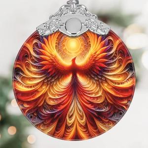 Phoenix Stained Glass Hanging Ornament - Christmas Tree Decoration Idea