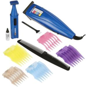 CONAIRMAN Clipper Trimmer Combo with Colored Number Comb Guides Hair Cutting Barber Cut Haircut Kit Storage Pouch Blue