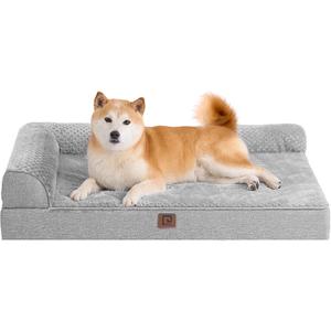EHEYCIGA Memory Foam Dog Bed Large Sized Dogs, Pet Bed for Large Dog for Crate with Waterproof Liner, Pet Couch Bed Orthopedic with Washable Removable Cover, 35x23x6 Inches, Grey