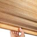 CHICOLOGY Bamboo Roman Shade, Cordless Light Filtering Woven Wood Window Treatment for Living Room, Dining Room, Kitchen & Office, Natural Bamboo Blinds for Boho Coastal Decor, Acorn, 29"W x 64"H