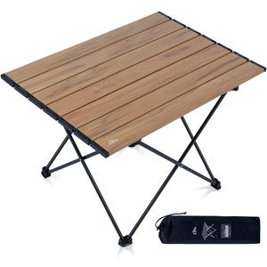 iClimb Ultralight Compact Camping Folding Table with Carry Bag (Nature - L)