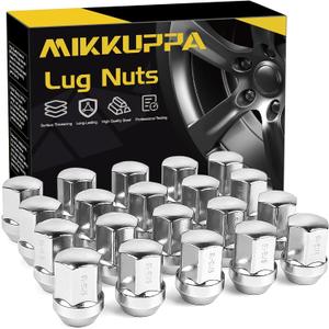 MIKKUPPA 9/16-18 One-Piece Chrome OEM Factory Style Large Acorn Seat Lug Nuts Replacement for 2005-2010 Dodge Dakota, 2004-2009 Dodge Durango, 2002-2011 Dodge Ram 1500 Factory Wheels (Silver)