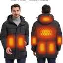 Pzxozd Heated Jackets for Men, Mens Heated Jacket 8 Heat Zones, Windproof Mens Heated Coat