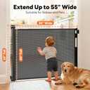 Retractable Baby Gate for Stairs and Doorways, 55" Wide x 33" Tall Mesh Dog Gate for Indoor & Outdoor Use, Safety Gate for Babies and Pets, Child Gates for Hallways, Hardware Mounted, Black
