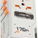 170W GaN Universal Travel Adapter, Worldwide All-in-One International Plug Power Adapter & Wall Charger with 3 USB-C & 1 USB-A (5A/ 28V) for Europe, USA, Japan, and Australia (Type C/ A/ G/ I)