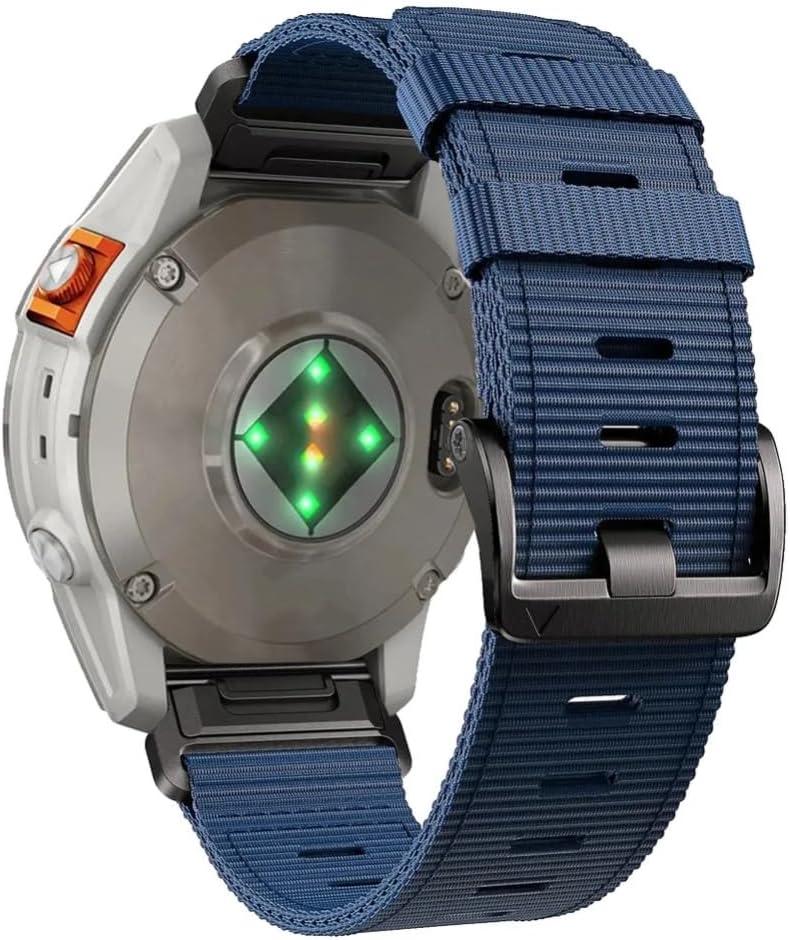 for Garmin Watch Band for Fenix 7 / Fenix 6 / Fenix 8  QuickFit 22mm & 26mm Rugged Nylon Strap Compatible with Epix Gen 2, Fenix 7X/6X/5X, Forerunner 965, Tactix, MARQ Series Replacement (Blue (Black Buckle))