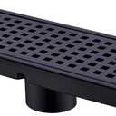 Linear Shower Floor Drain with Removable Cover Grid Grate 12 inch Long Rectangle, SUS 304 Stainless Steel Matte Black Plated Finish