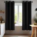 Deconovo Black Blackout Curtains for Bedroom  Set of 2 42W x 63L Inch Thermal Insulated & Noise Reducing PanelsHome Window Room Darkening Sustainable Grommet Drapes for Living Room and Nursery