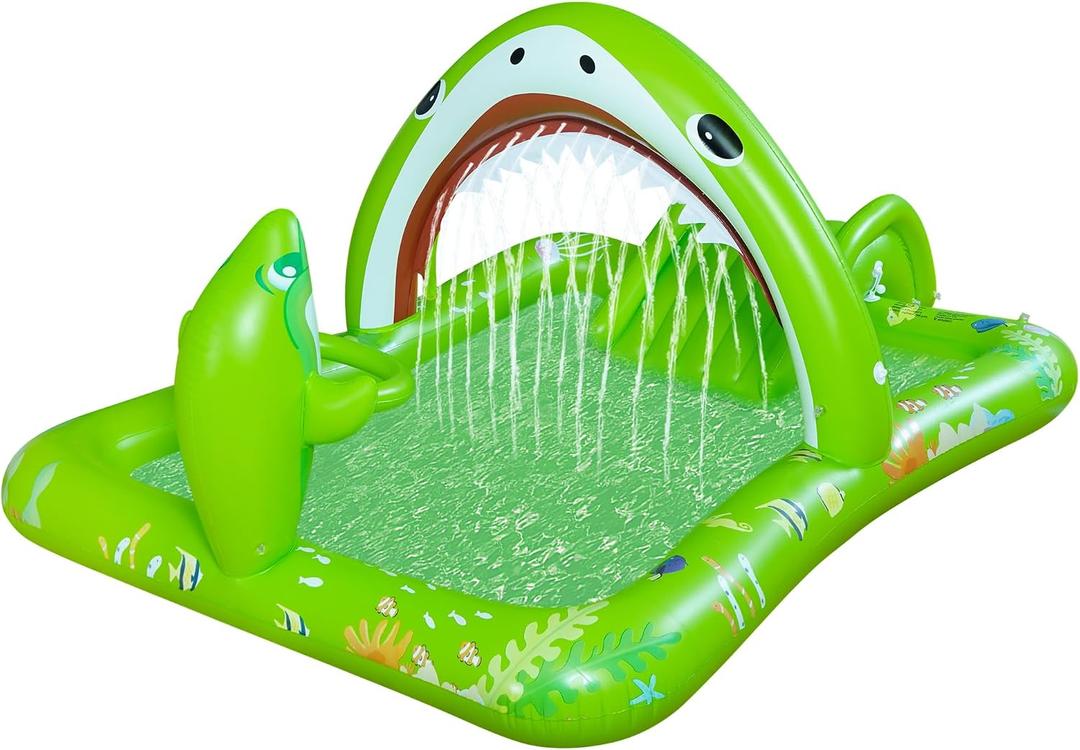 Onory Inflatable Kiddie Pool Inflatable Play Center Kids Toddler Pool with Water Slide, Water Sprayers Toddler Pool with Play Ball Hoop Thickened Swimming Pool for Backyard