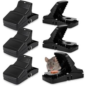 Qualirey 6 Pcs 8.3in Large Rat Snap Traps Mouse Traps Indoor for Home Mouse Trap Mice Killer Indoor Mice Snap Trap Multi-capturing Tooth Design Quick Setup and Reusable for Squirrels, Chipmunks