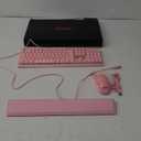 RedThunder K10 Wired Gaming Keyboard and Mouse and Wrist Rest Combo, RGB Backlit, Mechanical Feel Anti-ghosting Keyboard + 7D 7200 DPI Mice+Soft Leather Wrist Rest 3 in 1 PC Gamer Accessories(Pink)