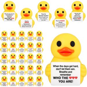 Jetec 25 Pcs Mini Motivational Duck Mini Duck Figures Party Favors Inspirational Encouragement Positive Gift for Colleague Staff Employee (Yellow)