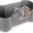 Lukeline Large Dog Toy Basket, Bone Shape Dog Toy Storage Box, Foldable Fabric Storage Bin for Pet toys and Pet Supplies, 26.4 * 12.6 * 9.5 Inches (1 Pack-Grey)