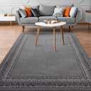 Antep Rugs Alfombras Bordered Modern 5x7 Non-Slip (Non-Skid) Low Pile Rubber Backing Indoor Area Rug (Gray, 5' x 7') (Grey)