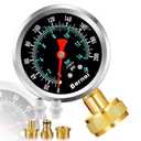 0~200Psi Stainless Steel Frame 3/4" Female Liquid Filled Pressure Gauge kit Plus 5 adapters, Waterproof, 2.7" Dial Size Multi-Purpose Pressure Gauge Tester for House, Water Pipes, Gardens
