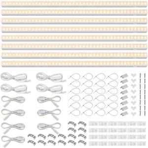 Barrina T5 Grow Lights for Indoor Plants, Full Spectrum, 4ft 160W (8 x 20W, 1000W Equivalent), Plant Growing Lamps, Plant Lights for Indoor Plants, Greenhouse, Plug and Play, Yellow 8-Pack (4FT-White Cover)