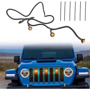 Upgrade Pre-Runner Style LED Grille Light Kit for Jeep Wrangler JL JLU Sports Sahara Freedom Rubicon 2018-2022 Safe Useful Auxiliary Running Light