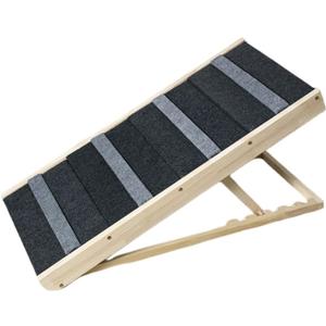 Generic Wooden Pet Ramp,Dog Pet Access Steps Stairs Foldable Pet Cat and Dog Climbing Laddersolid Wood Dog Stairs, 4 Height AdjustmentSuitable for Various Large, Medium, and Small Dogs